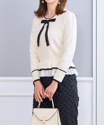 Prima Scherrer（プリマシェレル）の「フリルレイヤード ニット リボンネック プルオーバー Prima Scherrer（ニット/セーター）」