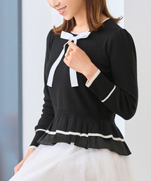 Prima Scherrer（プリマシェレル）の「フリルレイヤード ニット リボンネック プルオーバー Prima Scherrer（ニット/セーター）」