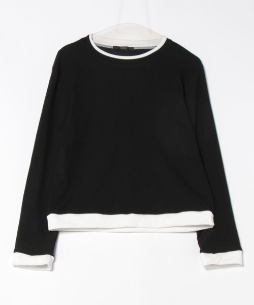Ritzy(リッツィー)の「フェイクレイヤード クルーネック ロングスリーブカットソー(Tシャツ/カットソー・レディース・モカ/ブラック・M/L)」の5枚目の写真