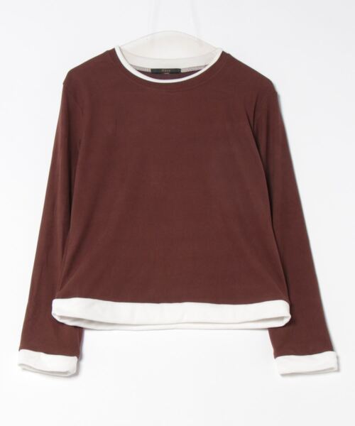 Ritzy(リッツィー)の「フェイクレイヤード クルーネック ロングスリーブカットソー(Tシャツ/カットソー・レディース・モカ/ブラック・M/L)」の9枚目の写真
