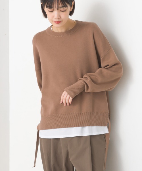 OMNES(オムネス)の「スウェットライクニットサイドリボンアンサンブル(アンサンブル・レディース・モカ/ブルー/グレー/グレイッシュベージュ/ブラック・FREE)」の3枚目の写真