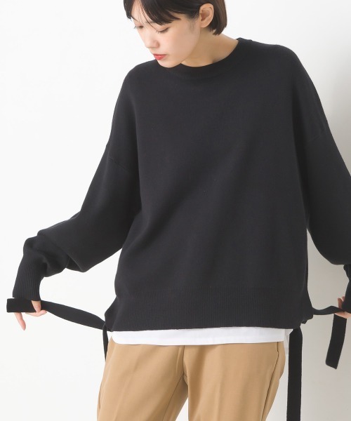 OMNES(オムネス)の「スウェットライクニットサイドリボンアンサンブル(アンサンブル・レディース・モカ/ブルー/グレー/グレイッシュベージュ/ブラック・FREE)」の12枚目の写真