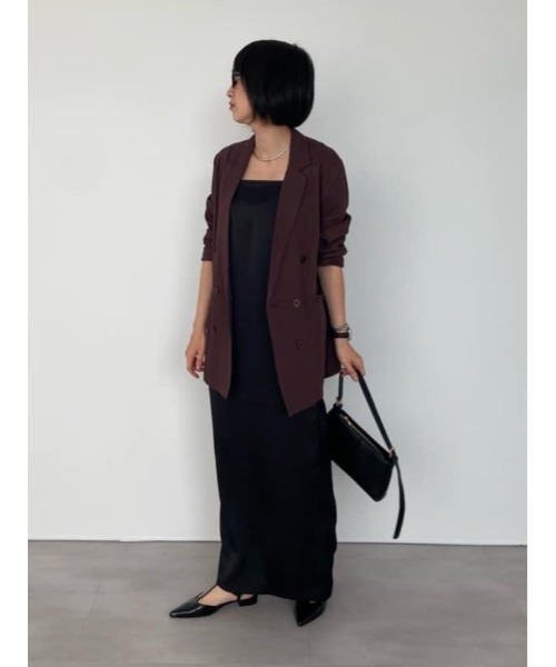 UR'S（ユアーズ）の「サテンキャミソールワンピース（ワンピース・レディース・ネイビー/ブラック/チャコール/ベージュ・M/S/L）」の8枚目の写真