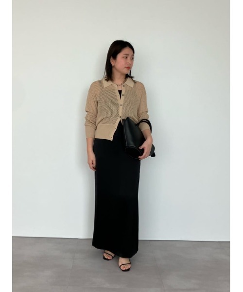 UR'S（ユアーズ）の「サテンキャミソールワンピース（ワンピース・レディース・ネイビー/ブラック/チャコール/ベージュ・M/S/L）」の12枚目の写真