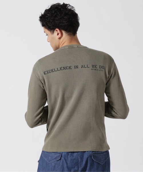 AVIREX(アヴィレックス)の「FADE WASH HONEYCOMB WAFFLE T-SHIRT / フェイドウォッシュ ハニカムワッフル 長袖Tシャツ / AVIREX / アヴィレックス(Tシャツ/カットソー・メンズ・ライトグレー/オリーブ/チャコール・X-LARGE/LARGE/MEDIUM/XX-LARGE)」の17枚目の写真