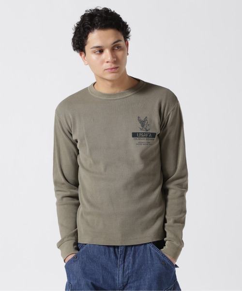 AVIREX(アヴィレックス)の「FADE WASH HONEYCOMB WAFFLE T-SHIRT / フェイドウォッシュ ハニカムワッフル 長袖Tシャツ / AVIREX / アヴィレックス(Tシャツ/カットソー・メンズ・ライトグレー/オリーブ/チャコール・X-LARGE/LARGE/MEDIUM/XX-LARGE)」の18枚目の写真