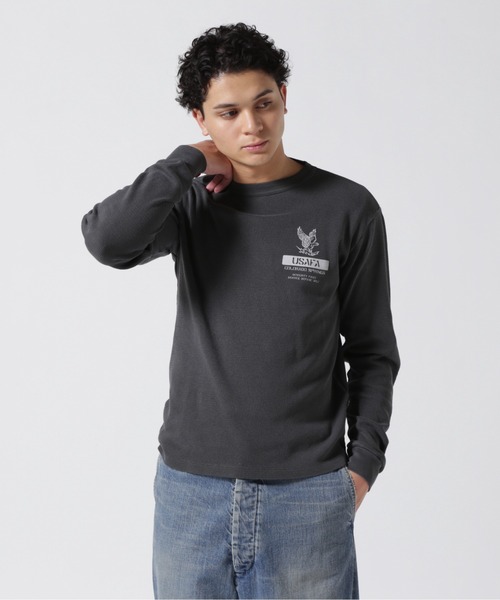 AVIREX(アヴィレックス)の「FADE WASH HONEYCOMB WAFFLE T-SHIRT / フェイドウォッシュ ハニカムワッフル 長袖Tシャツ / AVIREX / アヴィレックス(Tシャツ/カットソー・メンズ・ライトグレー/オリーブ/チャコール・X-LARGE/LARGE/MEDIUM/XX-LARGE)」の9枚目の写真