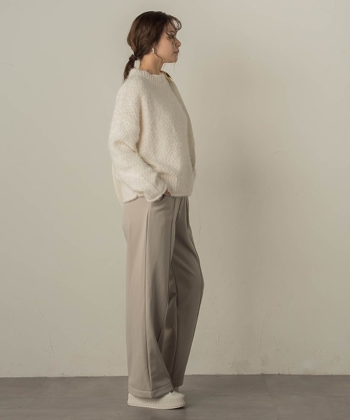 VICKY（ビッキー）の「裏起毛ピンタックセミワイドパンツ≪セットアップ対応/手洗い可能≫（スウェットパンツ・レディース・カーキ/ライトグレー/ブラウン・M）」の12枚目の写真