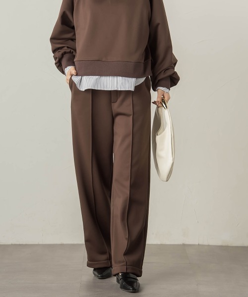VICKY（ビッキー）の「裏起毛ピンタックセミワイドパンツ≪セットアップ対応/手洗い可能≫（スウェットパンツ・レディース・カーキ/ライトグレー/ブラウン・M）」の15枚目の写真