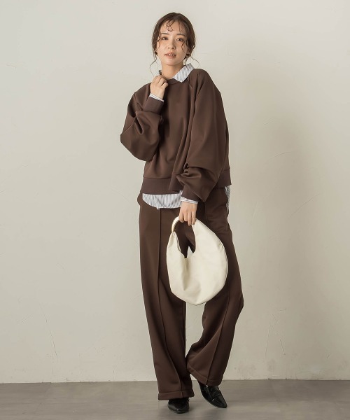 VICKY（ビッキー）の「裏起毛ピンタックセミワイドパンツ≪セットアップ対応/手洗い可能≫（スウェットパンツ・レディース・カーキ/ライトグレー/ブラウン・M）」の16枚目の写真