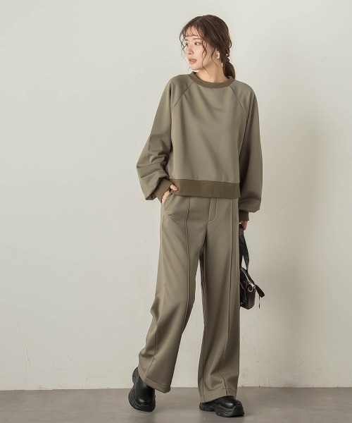 VICKY（ビッキー）の「裏起毛ピンタックセミワイドパンツ≪セットアップ対応/手洗い可能≫（スウェットパンツ・レディース・カーキ/ライトグレー/ブラウン・M）」の22枚目の写真