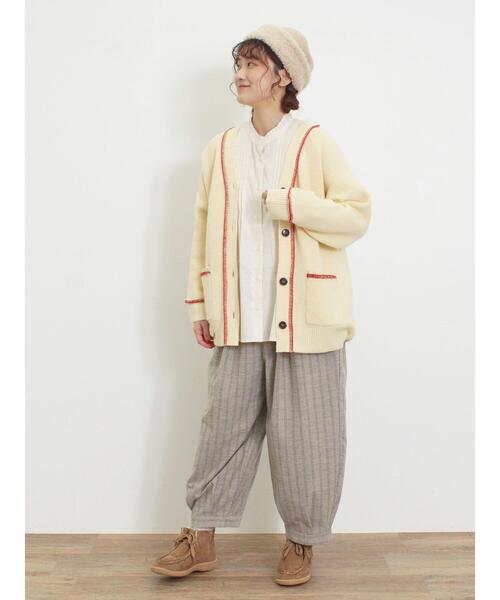 Samansa Mos2（サマンサ モスモス）の「配色ステッチVネックニットカーディガン（カーディガン/ボレロ・レディース・ダークブラウン/ベージュ/ミント/キナリ・F）」の18枚目の写真