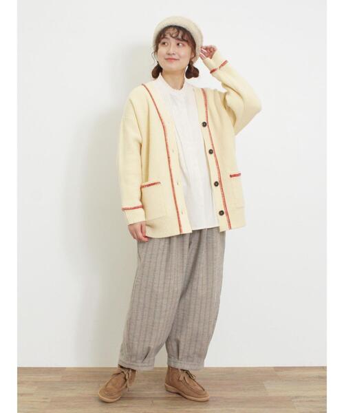 Samansa Mos2（サマンサ モスモス）の「配色ステッチVネックニットカーディガン（カーディガン/ボレロ・レディース・ダークブラウン/ベージュ/ミント/キナリ・F）」の19枚目の写真