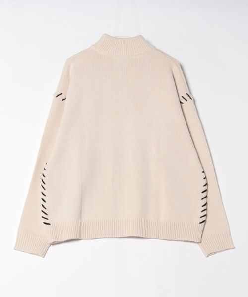Bling Leads(ブリングリーズ)の「Z)【BLINGLEADS】123808 ハンドステッチハーフZIP ニットセーター(ニット/セーター・メンズ・アイボリー/チャコールグレー/ブラック・LARGE/MEDIUM)」の4枚目の写真