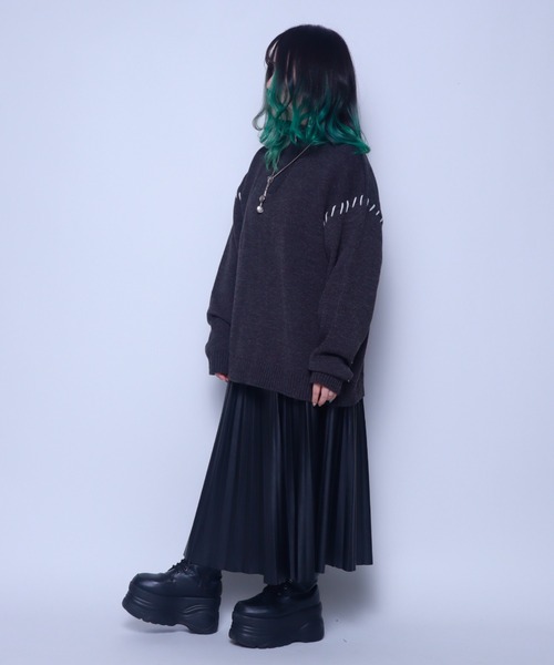 Bling Leads(ブリングリーズ)の「Z)【BLINGLEADS】123808 ハンドステッチハーフZIP ニットセーター(ニット/セーター・メンズ・アイボリー/チャコールグレー/ブラック・LARGE/MEDIUM)」の17枚目の写真