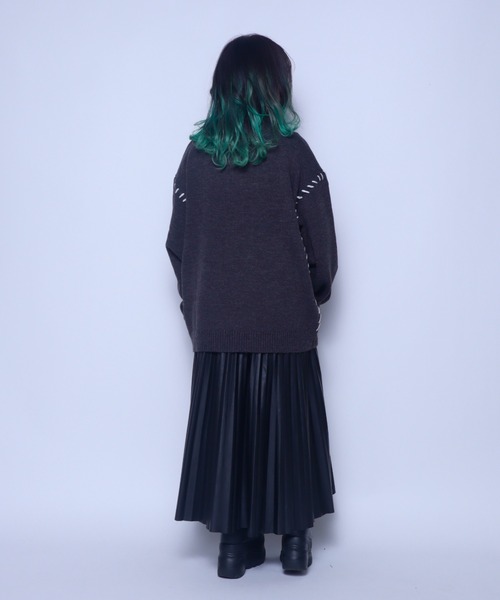 Bling Leads(ブリングリーズ)の「Z)【BLINGLEADS】123808 ハンドステッチハーフZIP ニットセーター(ニット/セーター・メンズ・アイボリー/チャコールグレー/ブラック・LARGE/MEDIUM)」の18枚目の写真
