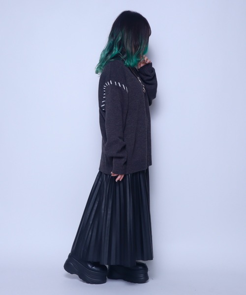 Bling Leads(ブリングリーズ)の「Z)【BLINGLEADS】123808 ハンドステッチハーフZIP ニットセーター(ニット/セーター・メンズ・アイボリー/チャコールグレー/ブラック・LARGE/MEDIUM)」の19枚目の写真