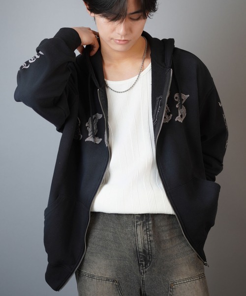 SPINNS（スピンズ）の「ヴィンテージライクセンターロゴジップパーカー（パーカー・メンズ・ブルー/ブラック系その他/ブラウン/ピンク/ブラック・ONESIZE）」の13枚目の写真