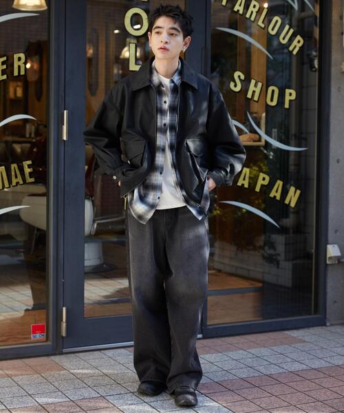 WEGO（ウィゴー）の「WEGO/PUダブルZIPフライトジャケット（ブルゾン・メンズ・グレー系その他/ブラック・LARGE/MEDIUM/SMALL）」の20枚目の写真