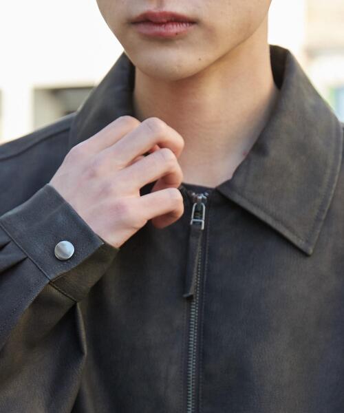 WEGO（ウィゴー）の「WEGO/PUダブルZIPフライトジャケット（ブルゾン・メンズ・グレー系その他/ブラック・LARGE/MEDIUM/SMALL）」の22枚目の写真