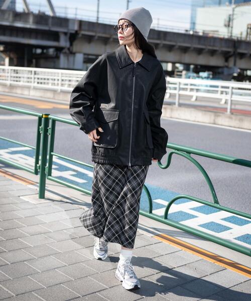 WEGO（ウィゴー）の「WEGO/PUダブルZIPフライトジャケット（ブルゾン・メンズ・グレー系その他/ブラック・LARGE/MEDIUM/SMALL）」の9枚目の写真