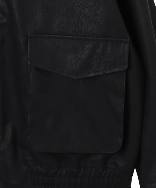 WEGO（ウィゴー）の「WEGO/PUダブルZIPフライトジャケット（ブルゾン・メンズ・グレー系その他/ブラック・LARGE/MEDIUM/SMALL）」の14枚目の写真