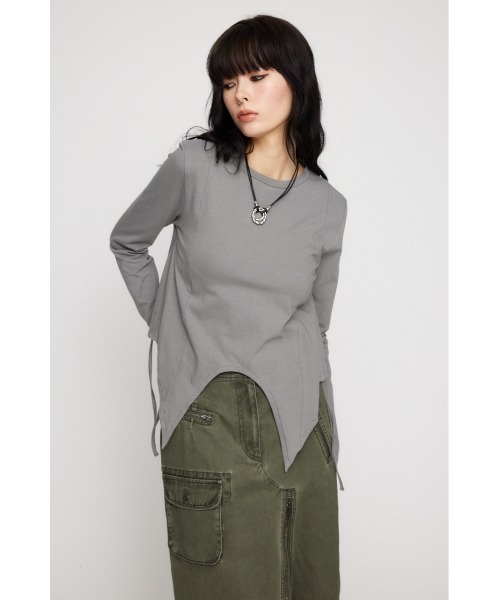 LAGUA GEM(ラグアジェム)の「SIDE DESIGN トップス(Tシャツ/カットソー・レディース・グレー/ホワイト/ブラック・FREE)」の9枚目の写真