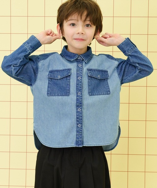 LEPSIM（レプシィム）の「【KIDS】切り替えデニムシャツ　283659（シャツ/ブラウス・キッズ・ブルー・140/120）」の12枚目の写真
