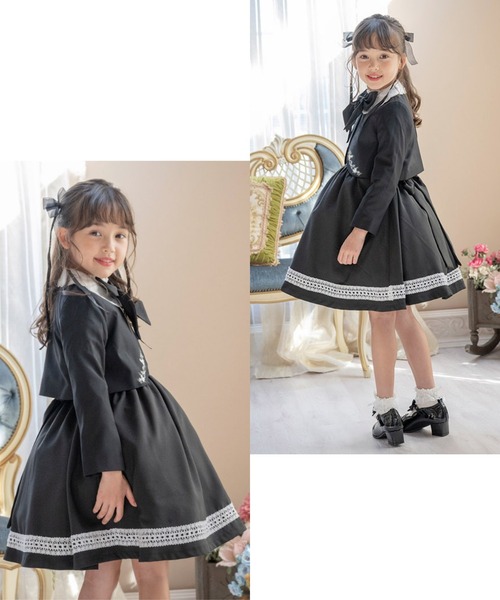 Catherine Cottage(キャサリンコテージ)の「アリス刺繍ボレロマルグレーテワンピーススーツ(スーツセット・キッズ・ブラック・130/120/110)」の3枚目の写真
