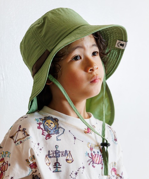 MAKE YOUR DAY（メイクユアデイ）の「保冷剤が入れられる日よけ付きナイロンハット（ハット・キッズ・ピンク/カーキ/ブルー・50/56/54/52）」の6枚目の写真