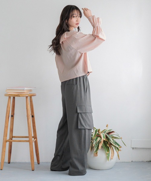 LOWRYS FARM(ローリーズファーム)の「ウエストフリルドロストパンツ 287329(その他パンツ・レディース・ブラック/アイボリー/チャコールグレー・FREE)」の6枚目の写真