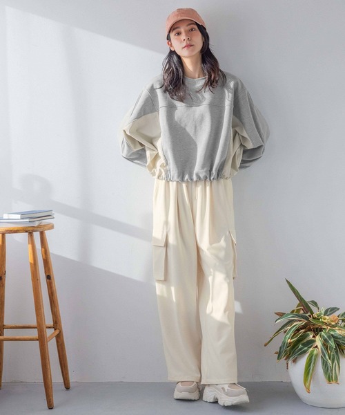 LOWRYS FARM(ローリーズファーム)の「ウエストフリルドロストパンツ 287329(その他パンツ・レディース・ブラック/アイボリー/チャコールグレー・FREE)」の9枚目の写真