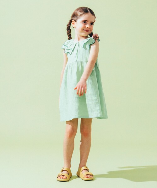 こども ビームス（コドモビームス）の「襟フリル ダブルガーゼ ワンピース 2025SS（90～140cm）（ワンピース・キッズ・ケリーグリーン/イエロー系その他3・140/130/120/110/100/90）」の6枚目の写真