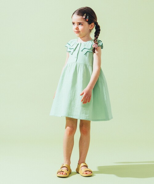 こども ビームス（コドモビームス）の「襟フリル ダブルガーゼ ワンピース 2025SS（90～140cm）（ワンピース・キッズ・ケリーグリーン/イエロー系その他3・140/130/120/110/100/90）」の7枚目の写真