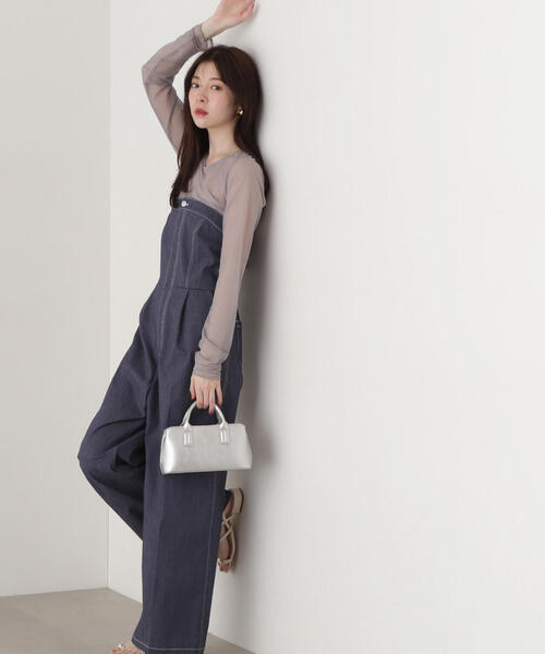 PROPORTION BODY DRESSING(プロポーションボディドレッシング)の「デニム風オールインワン / 1215140303(ワンピース・レディース・ネイビー/グレー・MEDIUM/SMALL)」の2枚目の写真