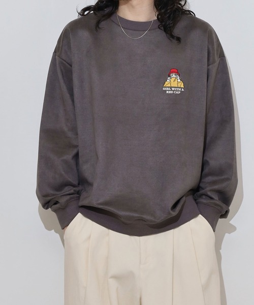 Red Cap Girl(レッドキャプガール)の「RED CAP GIRL カットスウェード クルーネック スウェット(スウェット・メンズ・グレー系2/グレー系1・M/L)」の2枚目の写真