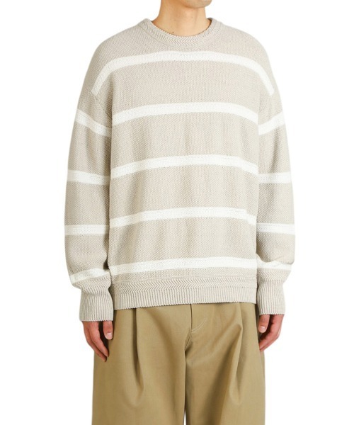BALLAST ARK（バラストアーク）の「BALLAST ARK / バラストアーク：COTTON LINEN BORDER KANOKO L/S KNIT：BA11-K001[AST]（ニット/セーター・メンズ・ブラック系その他/ベージュ系その他・L/M）」の21枚目の写真