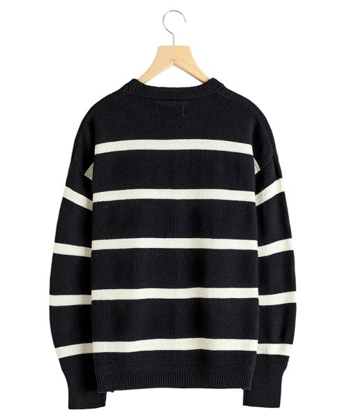 BALLAST ARK（バラストアーク）の「BALLAST ARK / バラストアーク：COTTON LINEN BORDER KANOKO L/S KNIT：BA11-K001[AST]（ニット/セーター・メンズ・ブラック系その他/ベージュ系その他・L/M）」の4枚目の写真