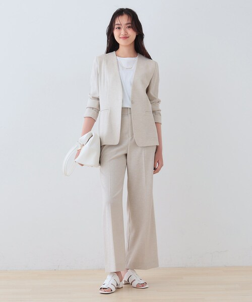 INDIVI（インディヴィ）の「【こなれSETUP／ストライプ柄】リネンライクワイドパンツ（その他パンツ・レディース・チャコール/ネイビー/ナチュラル/ライトグレー系3/アイボリー系2・03/05/12/13/15 /36/38/40）」の7枚目の写真