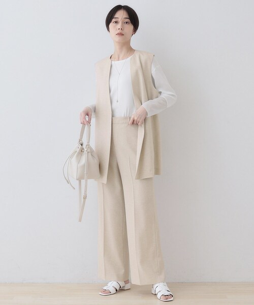 INDIVI（インディヴィ）の「【こなれSETUP／ストライプ柄】リネンライクワイドパンツ（その他パンツ・レディース・チャコール/ネイビー/ナチュラル/ライトグレー系3/アイボリー系2・03/05/12/13/15 /36/38/40）」の8枚目の写真