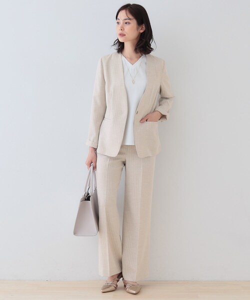 INDIVI（インディヴィ）の「【こなれSETUP／ストライプ柄】リネンライクワイドパンツ（その他パンツ・レディース・チャコール/ネイビー/ナチュラル/ライトグレー系3/アイボリー系2・03/05/12/13/15 /36/38/40）」の15枚目の写真