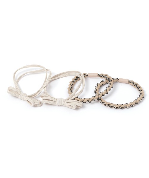 LAKOLE(ラコレ)の「編み込みリボンヘアゴム4点セット / 291520(ヘアゴム・レディース・ブラック/ベージュ/ブラウン系その他・FREE)」の3枚目の写真