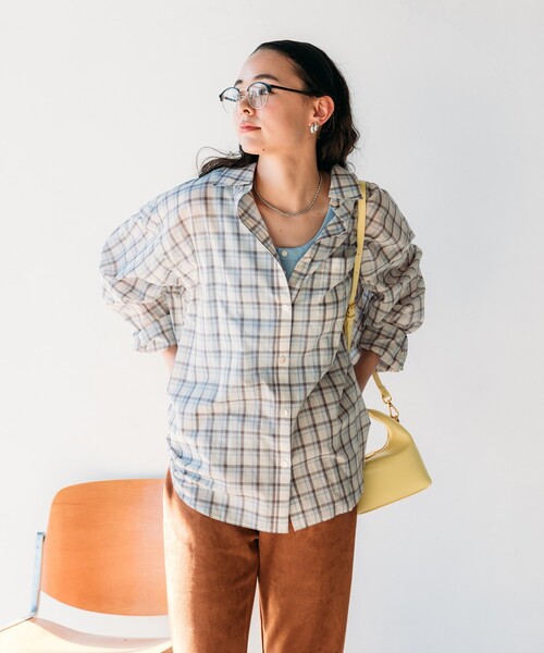 FREAK'S STORE（フリークスストア）の「インド ボイルベーシック長袖シャツ（シャツ/ブラウス・レディース・ピンク系その他/チャコールグレー/ターコイズブルー/その他/オフホワイト・ﾌﾘ-）」の5枚目の写真