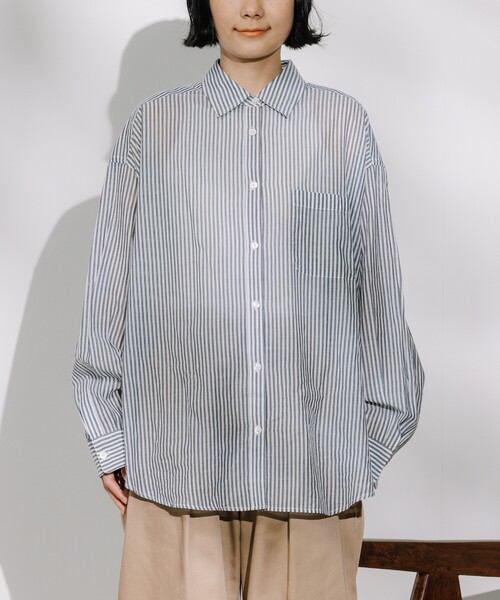 FREAK'S STORE（フリークスストア）の「インド ボイルベーシック長袖シャツ（シャツ/ブラウス・レディース・ピンク系その他/チャコールグレー/ターコイズブルー/その他/オフホワイト・ﾌﾘ-）」の7枚目の写真