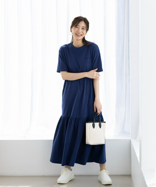 Champion(チャンピオン)の「<champion/UNDOVE>【UVカット/吸水速乾/ストレッチ/接触冷感/ゆったりワンピ/ギャザーワンピ/チャンピオン/スポーティーウェア/カジュアル/シンプル】ギャザーワンピース(ワンピース・レディース・ネイビー/グリーン/ブラック・MEDIUM/LARGE/X-LARGE)」の7枚目の写真