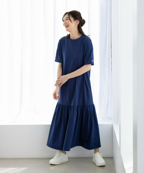 Champion(チャンピオン)の「<champion/UNDOVE>【UVカット/吸水速乾/ストレッチ/接触冷感/ゆったりワンピ/ギャザーワンピ/チャンピオン/スポーティーウェア/カジュアル/シンプル】ギャザーワンピース(ワンピース・レディース・ネイビー/グリーン/ブラック・MEDIUM/LARGE/X-LARGE)」の9枚目の写真