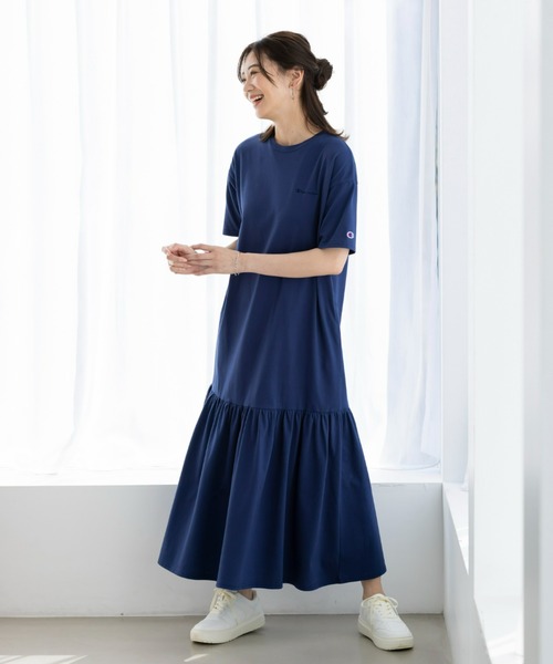 Champion(チャンピオン)の「<champion/UNDOVE>【UVカット/吸水速乾/ストレッチ/接触冷感/ゆったりワンピ/ギャザーワンピ/チャンピオン/スポーティーウェア/カジュアル/シンプル】ギャザーワンピース(ワンピース・レディース・ネイビー/グリーン/ブラック・MEDIUM/LARGE/X-LARGE)」の10枚目の写真