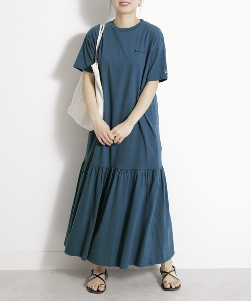 Champion(チャンピオン)の「<champion/UNDOVE>【UVカット/吸水速乾/ストレッチ/接触冷感/ゆったりワンピ/ギャザーワンピ/チャンピオン/スポーティーウェア/カジュアル/シンプル】ギャザーワンピース(ワンピース・レディース・ネイビー/グリーン/ブラック・MEDIUM/LARGE/X-LARGE)」の5枚目の写真