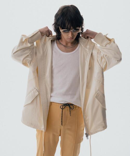 Maison ULA(メゾンウラ)の「Maison ULA/メゾン ウラ/レザーライクブルゾン(ブルゾン・メンズ・ブラック/アイボリー・2/1)」の1枚目の写真