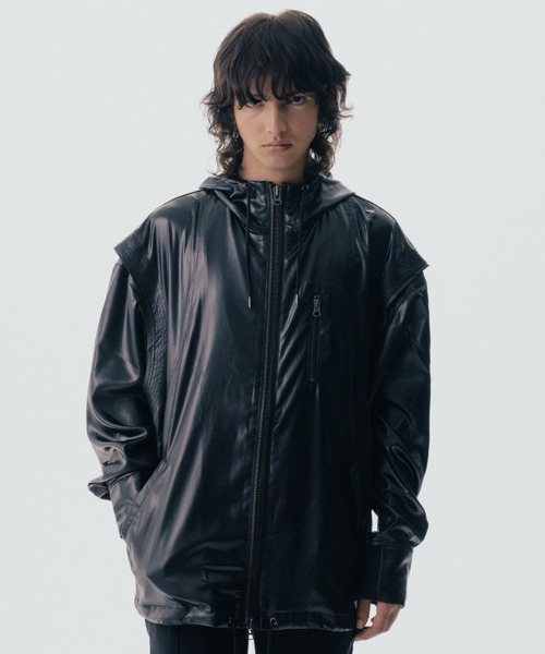 ROYAL FLASH（ロイヤルフラッシュ）の「Maison ULA/メゾン ウラ/レザーライクブルゾン（ブルゾン・メンズ・ブラック/アイボリー・2/1）」の6枚目の写真